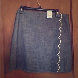 So pretty! J.CREW Chambray Scallop Skirt